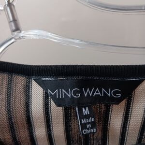 Ming Wang Black and Cream Striped Blouse